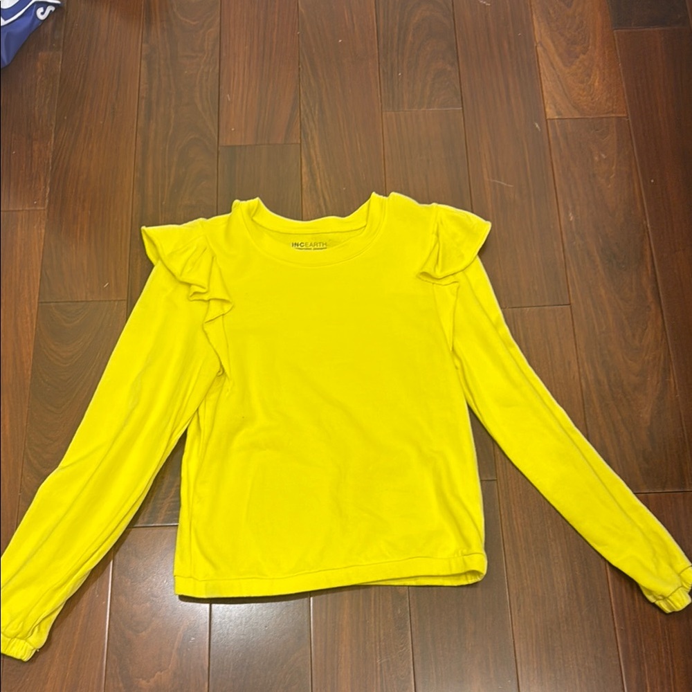 Wild Fable Yellow Ruffle Long Sleeve Top